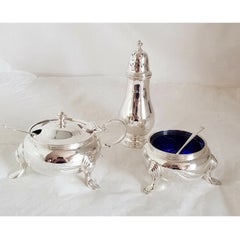 Antique Sterling Silver Three-Piece Cruet Set, London