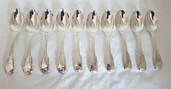 Antique Glasgow Sterling Silver Fiddle Pattern Dessert Spoons, 1825