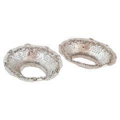Antique Edwardian Pair of Birmingham Sterling Silver Bon Bon Dishes