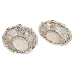 Antique Edwardian Pair of Birmingham Sterling Silver Bon Bon Dishes