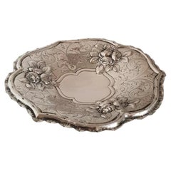 Antique Continental .800 Silver Repoussé Cake Stand