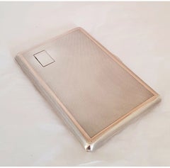 George VI Sterling Silver Engine Turned Cigarette Case by W H Manton 1945