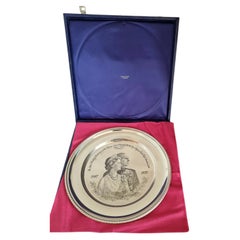 John Pinches Sterling Silver Royal Silver Wedding Anniversary Plate