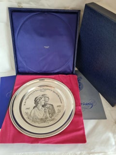 John Pinches Sterling Silver Royal Silver Wedding Anniversary Plate