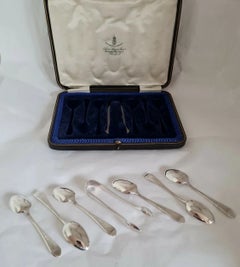 Cooper Brothers Sheffield Sterling Silver Teaspoon & Tongs Set, 1917