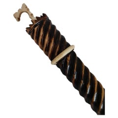Napoleonic Prisoner of War Carved Bone & Horn Bodkin Needle Holder, c. 1800