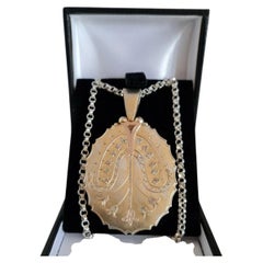 Victorian Aesthetic Sterling Silver Oval Locket & Chain, circa 1890
