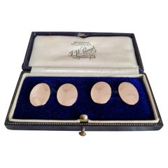 G. H. Johnstone & Co. 15ct Yellow Gold Oval Cufflinks, Birmingham 1909