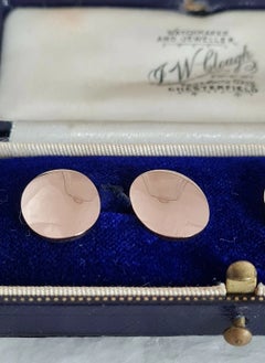 G. H. Johnstone & Co. 15ct Yellow Gold Oval Cufflinks, Birmingham 1909