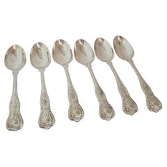 Victorian Sterling Silver King’s Pattern Dessert Spoons with Heraldic Crests