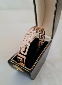 Antique Smith & Pepper Art Deco Rose Gold Greek Key Bangle, 1930s