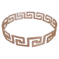 Antique Smith & Pepper Art Deco Rose Gold Greek Key Bangle, 1930s