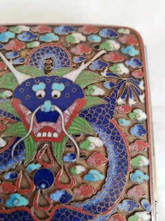 Antique Chinese Cloisonné Dragon Cigarette Case, 19th Century
