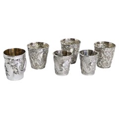 Antique Chinese Export Silver Beakers by Wang Hing & Cum Shing, 19th Century