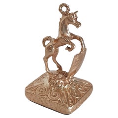 Gold Unicorn Seal Charm with Carnelian, London 1972