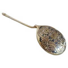 Antique Russian Silver-Gilt Niello Spoon, Moscow 1865