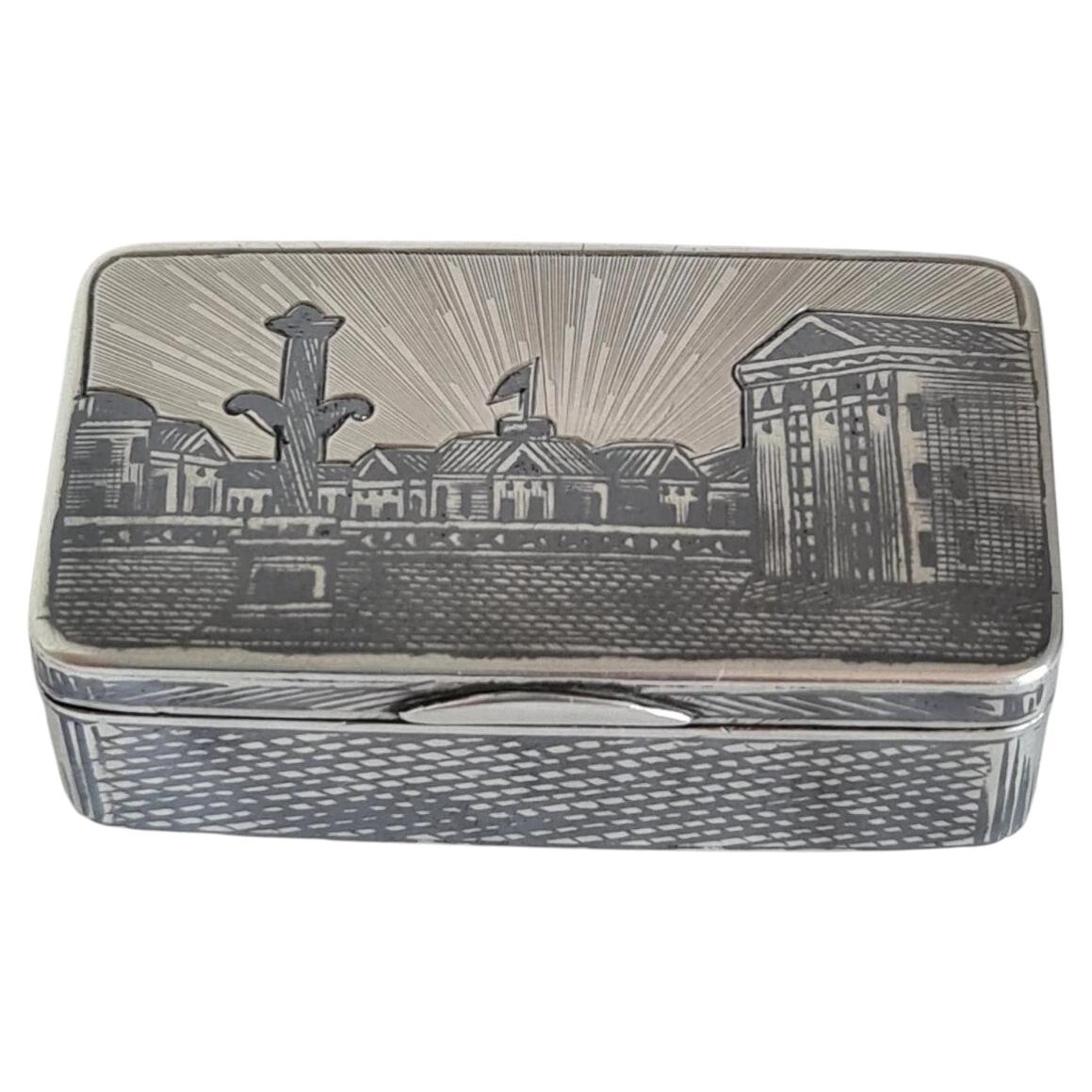 Antique Russian Silver-Gilt Niello Snuff Box, Moscow 1871
