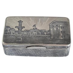 Antique Russian Silver-Gilt Niello Snuff Box, Moscow 1871