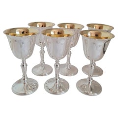 Set of 6 Camelot Silverware Sterling Silver Goblets or Chalices, Sheffield 1994