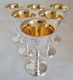 Set of 6 Camelot Silverware Sterling Silver Goblets or Chalices, Sheffield 1994