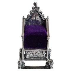 Saunders & Shepherd Sterling Silver Coronation Chair Pin Cushion, Chester 1901