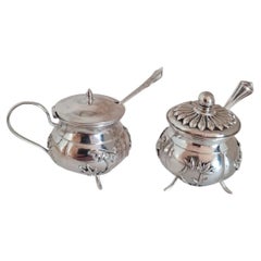 Cum Wo Chinese Export Solid Silver Cruet Set, Hong Kong, Mid-19th Century