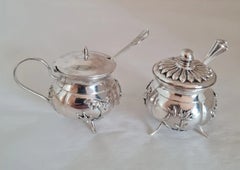 Cum Wo Chinese Export Solid Silver Cruet Set, Hong Kong, Mid-19th Century