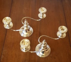 Pair of Viner’s Sterling Silver Three-Light Candelabra, Sheffield 1964