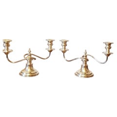 Pair of Viner’s Sterling Silver Three-Light Candelabra, Sheffield 1964