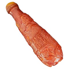 Antique Chinese Cantonese Handcrafted Glass Snuff Bottle, circa 1890
