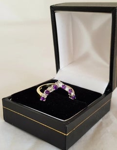 18ct Gold Diamond & Amethyst Dress Ring, Birmingham Hallmark