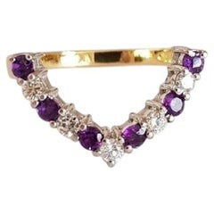 18ct Gold Diamond & Amethyst Dress Ring, Birmingham Hallmark