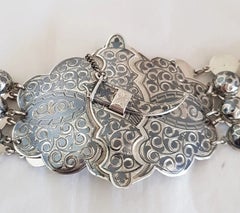 Antique Russian Solid Silver Niello Belt, St. Petersburg, ca. 1900