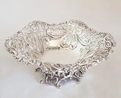 Pair of Josiah Williams & Co. Victorian Sterling Silver Bon Bon Dishes, 1893