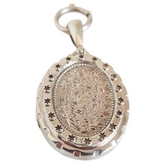 Victorian Aesthetic Sterling Silver Oval Locket & Chain, circa 1880s