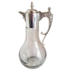 Hill Brothers Sterling Silver & Cut Glass Claret Jug, Sheffield 1997