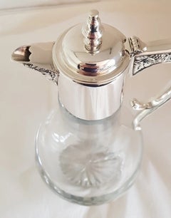Hill Brothers Sterling Silver & Cut Glass Claret Jug, Sheffield 1997