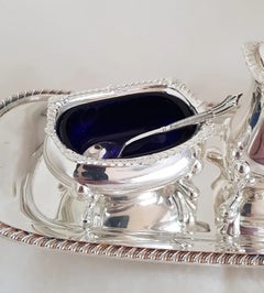 Roberts & Belk Georgian-Style Sterling Silver Four-Piece Cruet Set, 1976