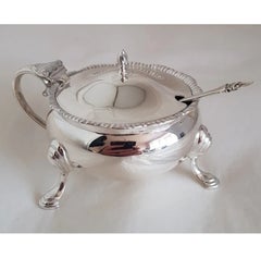 Edward Barnard & Sons Sterling Silver Mustard Pot & Spoon, London 1960