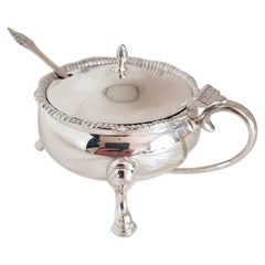 Edward Barnard & Sons Sterling Silver Mustard Pot & Spoon, London 1960