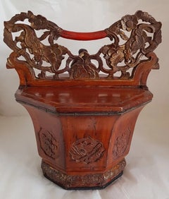 Antique Chinese Cantonese Hand-Carved Rice Bucket, circa 1880–1890