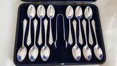 Antique Hammond Creak & Co. Sterling Silver Teaspoons & Sugar Tongs, 1906