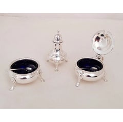 Edward Barnard & Sons Georgian Sterling Silver Three-Piece Cruet Set, 1937