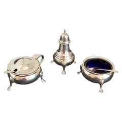 Edward Barnard & Sons Georgian Sterling Silver Three-Piece Cruet Set, 1937