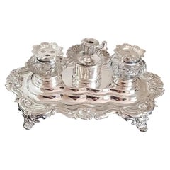 Victorian Creswick & Co. Versilberter Tintenfassständer, Sheffield, um 1850er Jahre