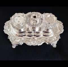 Victorian Creswick & Co. Versilberter Tintenfassständer, Sheffield, um 1850er Jahre