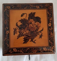 Antique Victorian Tunbridge Ware Satinwood Jewellery Box, circa 1850–1860