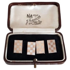 La société Albion Chain Co. Boutons de manchette Art déco en or rose et or blanc 9 carats, 1927