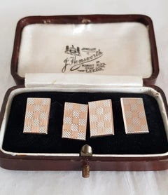 La société Albion Chain Co. Boutons de manchette Art déco en or rose et or blanc 9 carats, 1927