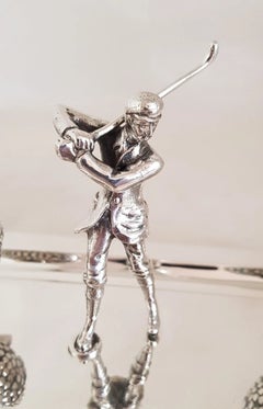 Tintero antiguo de Walker & Hall, con forma de palo de golf, chapado en plata